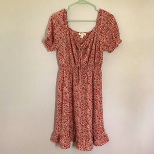 Floral Red Dress Monteau Size Large L NWT